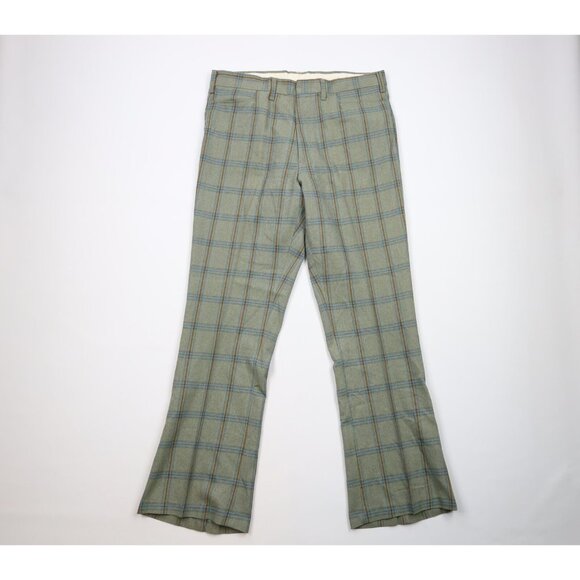 Vintage 60s 70s Streetwear Mens 36x32 Wool Blend Flared Bell Bottoms Pants USA